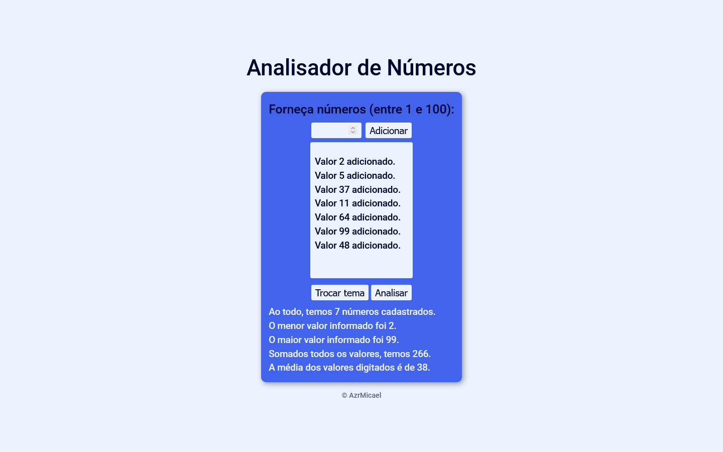 Prévia de Analisador de Números