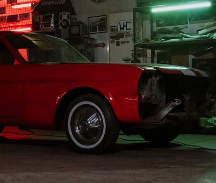 a car with smoke coming out of the front